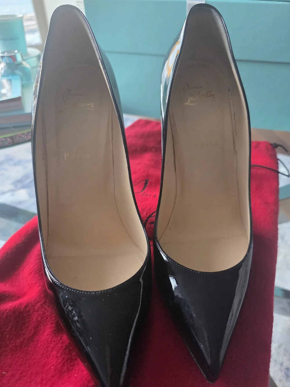 Christian Louboutin So Kate Patent Black Heels Pumps Stiletto 41.5